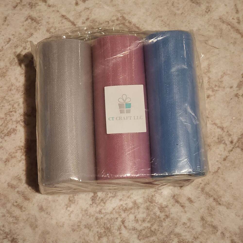 LLC Tulle Ribbon 6 Colors Pack Dusty Colors 6" x 25 Yards 6pk